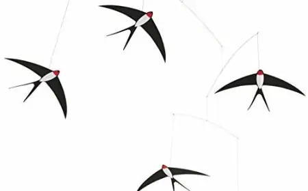 5 Flying Swallows Hanging Mobile - 24 Inches Cardboard - Handmade in Denmark by Flensted 5 Flying Swallows Hanging Mobile - 24 Inches Cardboard - Handmade in Denmark by Flensted