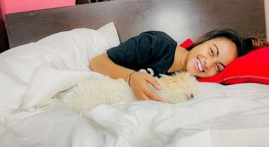 Beauty Khan with her pet dog