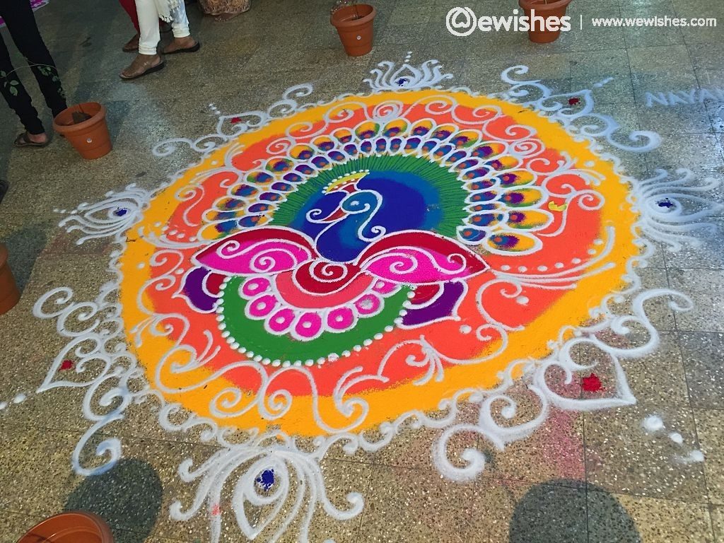 A Diwali peacock rangoli