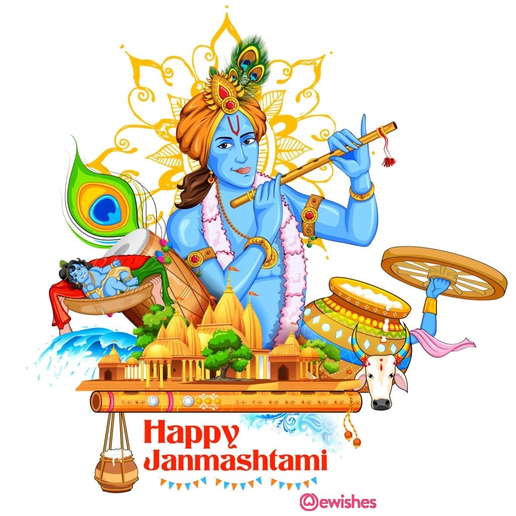 illustration of Lord Krishana in Happy Janmashtami