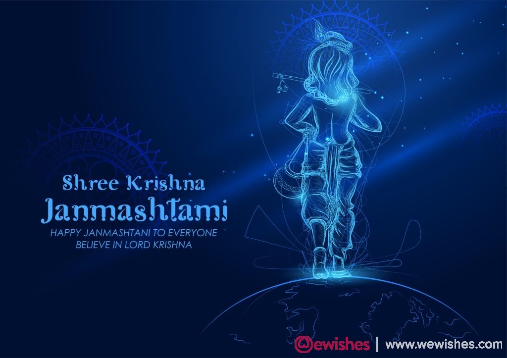 illustration of Lord Krishna in Happy Janmashtami