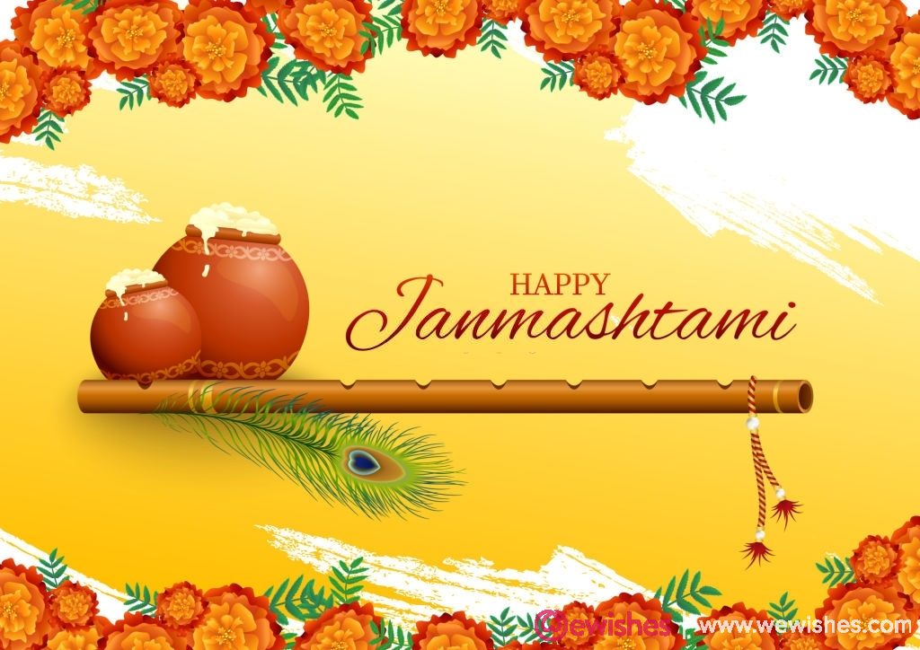 Happy Krishna Janmashtami greeting card