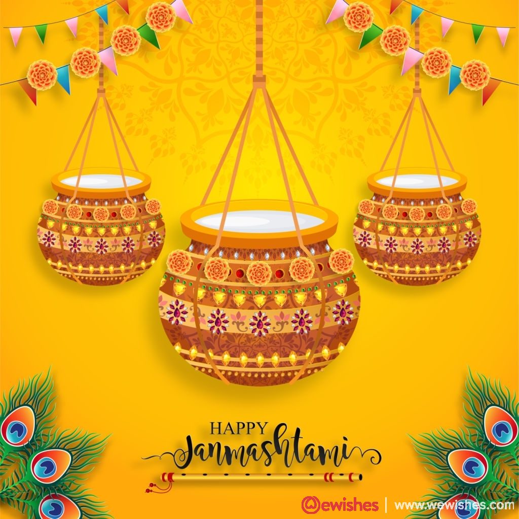 Happy Krishna Janmashtami festival card 