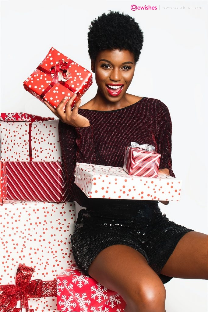 happy girl with gifts