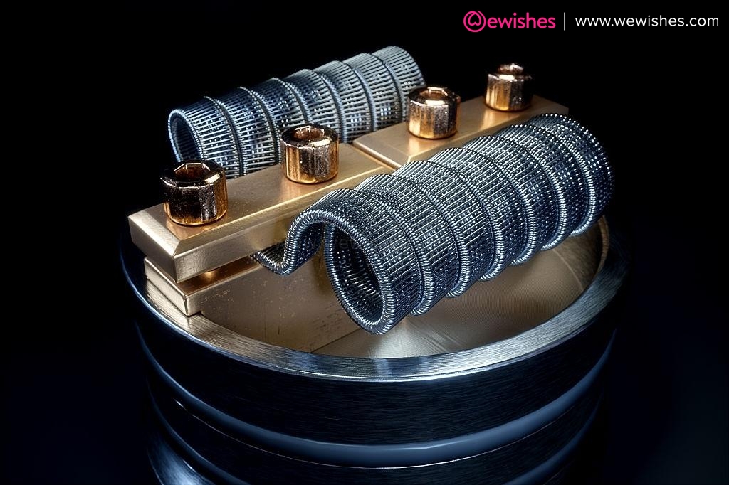 Vaping atomizer with clapton coil. Black background