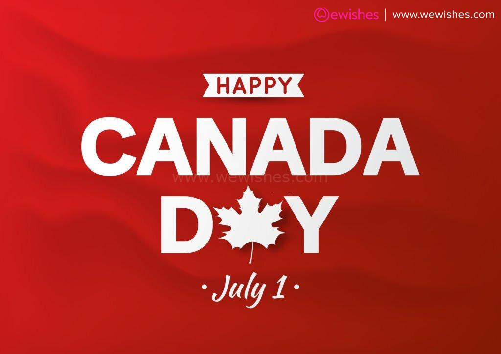 Happy Canada Day card on red wavy background. Vector illustration. EPS10