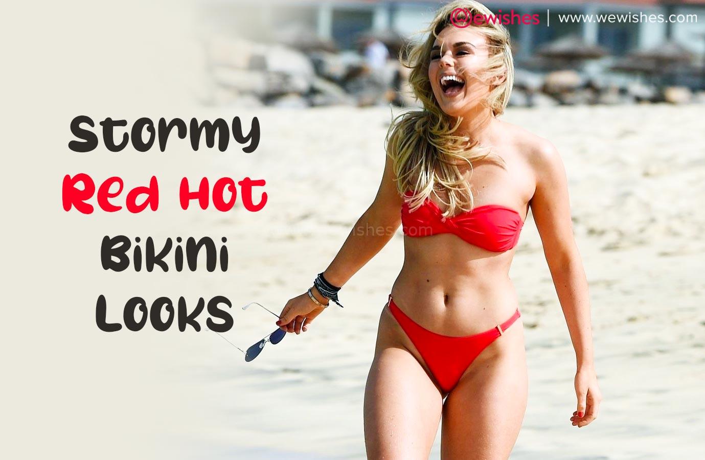 Stormy Red Hot Bikini Looks